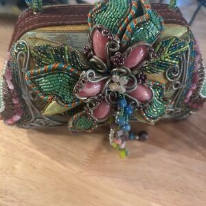 Mary Frances Vintage Beaded Embellished Floral Tapestry‎ Crossbody Bag Purse